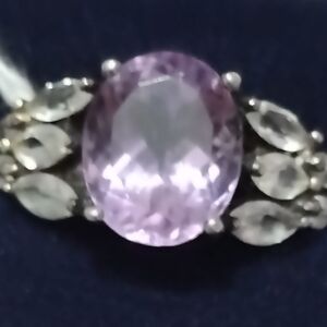 Vintage Purple Amethyst W/CZ or White Sapphire Sterling Silver Ring Sz 5.75 1940